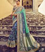   multicolor embroidered silk saree with blouse