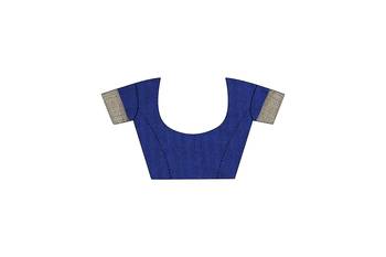 Woven Silk blend chokda Pattern blue color saree With blouse 4