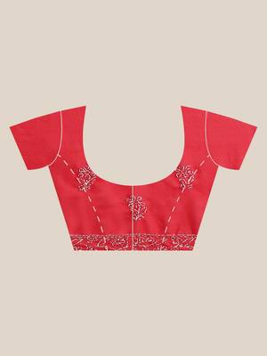 Ada Women Hand Embroidered Red Faux Georgette Lucknowi Chikankari Saree With Blouse - A183182 6