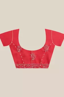 Ada Women Hand Embroidered Red Faux Georgette Lucknowi Chikankari Saree With Blouse - A183182