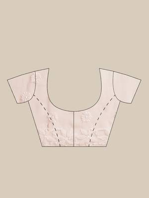 Ada Women Hand Embroidered Peach Faux Georgette Lucknowi Chikankari Saree With Blouse -  Peach 6