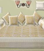 Vastravilla Cotton Diwan Set Including 1 Bedsheet, 5 Cushion Covers & 2 Bolster Covers