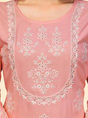 Vbuyz Women'S Embroidered Straight Rayon Light Pink Stitched Kurta Pant With Dupatta 6