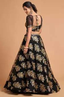Stunning Black Sequins and Zari Embroidered Designer Heavy Work Lehenga Choli with Dupatta