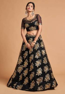 Stunning Black Sequins and Zari Embroidered Designer Heavy Work Lehenga Choli with Dupatta 6