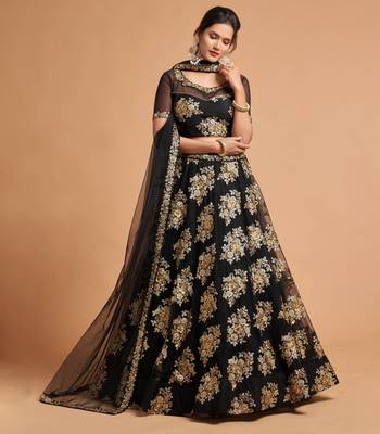 Stunning Black Sequins and Zari Embroidered Designer Heavy Work Lehenga Choli with Dupatta 7
