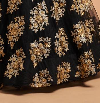 Stunning Black Sequins and Zari Embroidered Designer Heavy Work Lehenga Choli with Dupatta 8