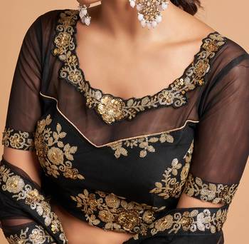 Stunning Black Sequins and Zari Embroidered Designer Heavy Work Lehenga Choli with Dupatta 9