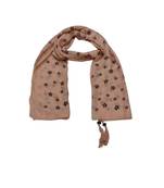 Soft Cotton Stole with Digital Star print and Bead Fringes  Peach