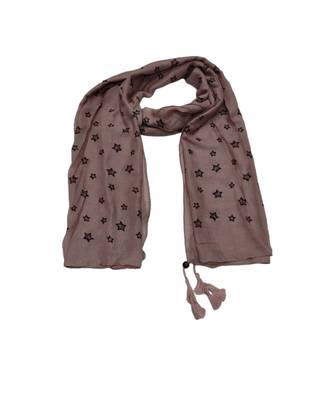 Soft Cotton Stole with Digital Star print and Bead Fringes  Purple 1