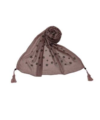 Soft Cotton Stole with Digital Star print and Bead Fringes  Purple 3
