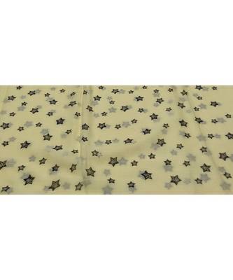 Soft Cotton Stole with Digital Star print and Bead Fringes  Yellow 4