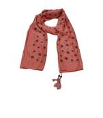 Soft Cotton Stole with Digital Star print and Bead Fringes  Orange