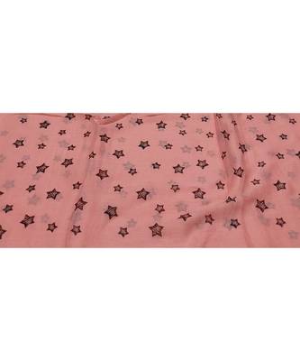 Soft Cotton Stole with Digital Star print and Bead Fringes  Orange 4
