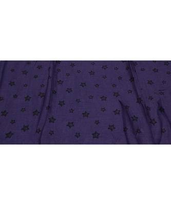 Soft Cotton Stole with Digital Star print and Bead Fringes  Violet 4