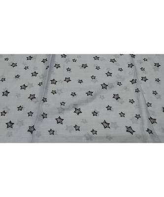 Soft Cotton Stole with Digital Star print and Bead Fringes  Grey 4