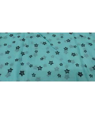 Soft Cotton Stole with Digital Star print and Bead Fringes  Sea Green 4