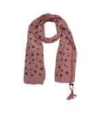 Soft Cotton Stole with Digital Star print and Bead Fringes  Light Pink