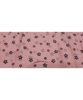 Soft Cotton Stole with Digital Star print and Bead Fringes  Light Pink 4
