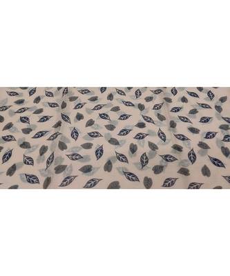 Cotton Stole with Black Coloured Leaves Print and Bead Fringes  Light Orange 4