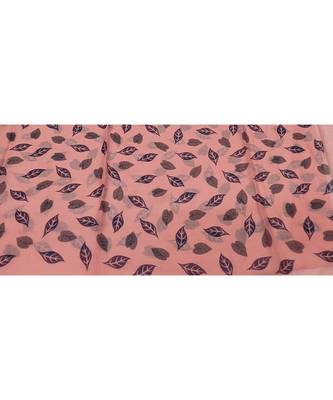 Cotton Stole with Black Coloured Leaves Print and Bead Fringes  Orange 4