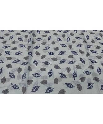 Cotton Stole with Black Coloured Leaves Print and Bead Fringes  Grey 4