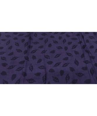 Cotton Stole with Black Coloured Leaves Print and Bead Fringes  Violet 4