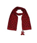 Cotton Stole with Black Coloured Leaves Print and Bead Fringes  Red