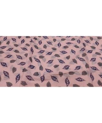 Cotton Stole with Black Coloured Leaves Print and Bead Fringes  Pink 4