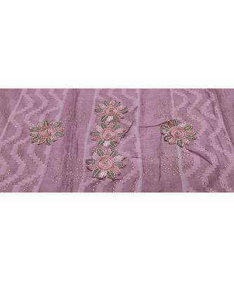 Designer Cotton Stole  With Beautiful Flower Patchs and Embroidered Fringe Lace  Purple 4
