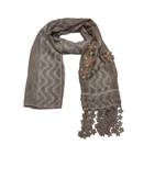 Designer Cotton Stole  With Beautiful Flower Patchs and Embroidered Fringe Lace  Brown