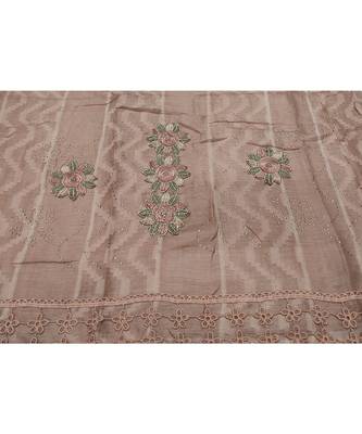 Designer Cotton Stole  With Beautiful Flower Patchs and Embroidered Fringe Lace  Dark Orange 4
