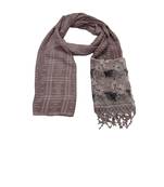 Designer Cotton Scarf With  Floral Patch work and Delicate leave shape embroidery  and Beautiful Fringes  Purple