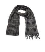 Designer Cotton Scarf With  Floral Patch work and Delicate leave shape embroidery  and Beautiful Fringes  Dark Grey