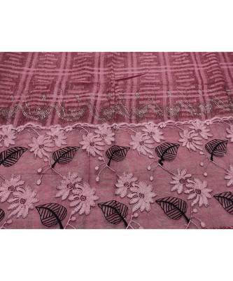 Designer Cotton Scarf With  Floral Patch work and Delicate leave shape embroidery  and Beautiful Fringes  Maroon 4