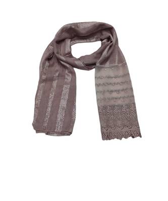 Specially Carfted Cotton and Net Hijabs/ stole  With Tiny Diamonds and Intricate Machine Embroidery  Purple 1