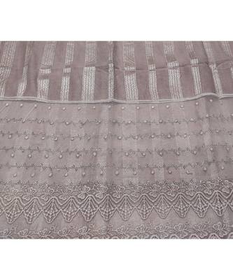 Specially Carfted Cotton and Net Hijabs/ stole  With Tiny Diamonds and Intricate Machine Embroidery  Purple 4