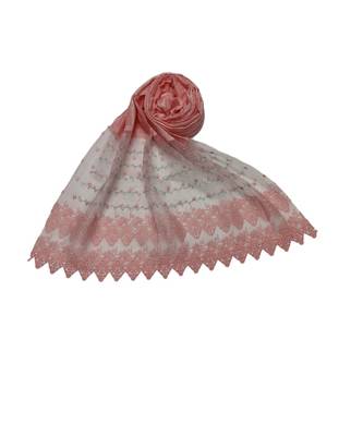 Specially Carfted Cotton and Net Hijabs/ stole  With Tiny Diamonds and Intricate Machine Embroidery  Light Pink 3