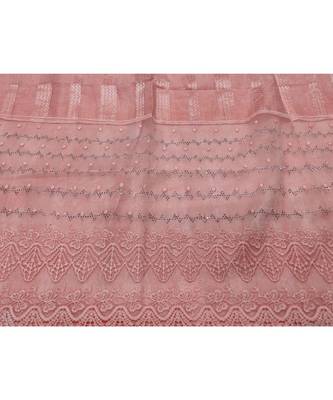Specially Carfted Cotton and Net Hijabs/ stole  With Tiny Diamonds and Intricate Machine Embroidery  Light Pink 4