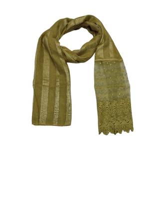 Specially Carfted Cotton and Net Hijabs/ stole  With Tiny Diamonds and Intricate Machine Embroidery  Green 1