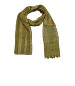 Specially Carfted Cotton and Net Hijabs/ stole  With Tiny Diamonds and Intricate Machine Embroidery  Green