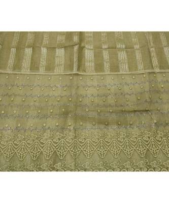 Specially Carfted Cotton and Net Hijabs/ stole  With Tiny Diamonds and Intricate Machine Embroidery  Green 4