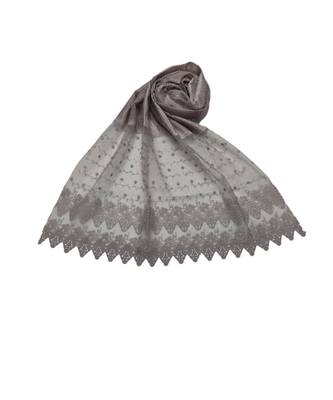 Specially Carfted Cotton and Net Hijabs/ stole  With Tiny Diamonds and Intricate Machine Embroidery  Light Purple 3