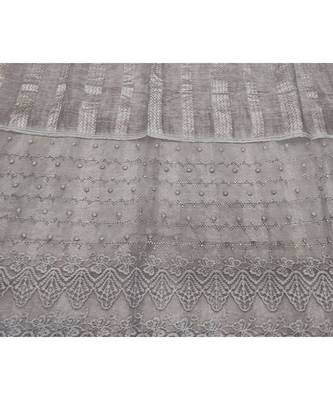Specially Carfted Cotton and Net Hijabs/ stole  With Tiny Diamonds and Intricate Machine Embroidery  Light Purple 4
