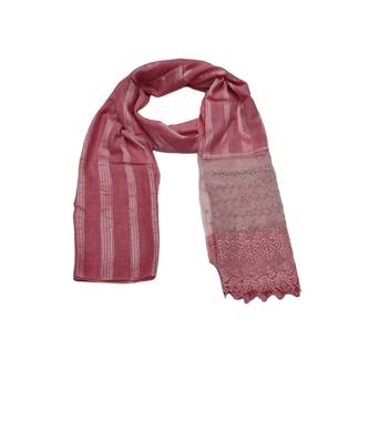 Specially Carfted Cotton and Net Hijabs/ stole  With Tiny Diamonds and Intricate Machine Embroidery  Pink 1