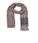 Newly arrived Cotton and Net Stole  Tiny Diamond Motis Around the Elegant Thread Embroidery and Delicate Fringes  Purple