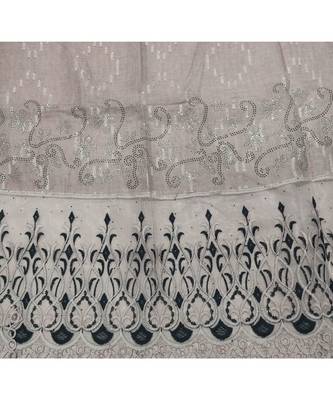 Newly arrived Cotton and Net Stole  Tiny Diamond Motis Around the Elegant Thread Embroidery and Delicate Fringes  Purple 4