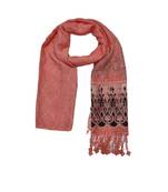 Newly arrived Cotton and Net Stole  Tiny Diamond Motis Around the Elegant Thread Embroidery and Delicate Fringes  Orange