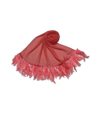 The Feather Collection  Simple Stole with Soft Feathers atteched to it  Neon Pink 2