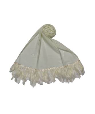 The Feather Collection  Simple Stole with Soft Feathers atteched to it  Lemon Yellow 2